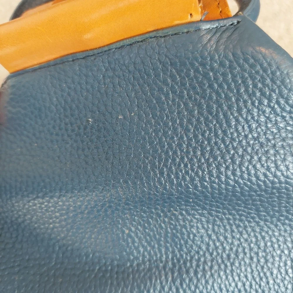Valentina Italian Leather Navy Tan Convertible Backpack Purse Top‎ Handle Bag